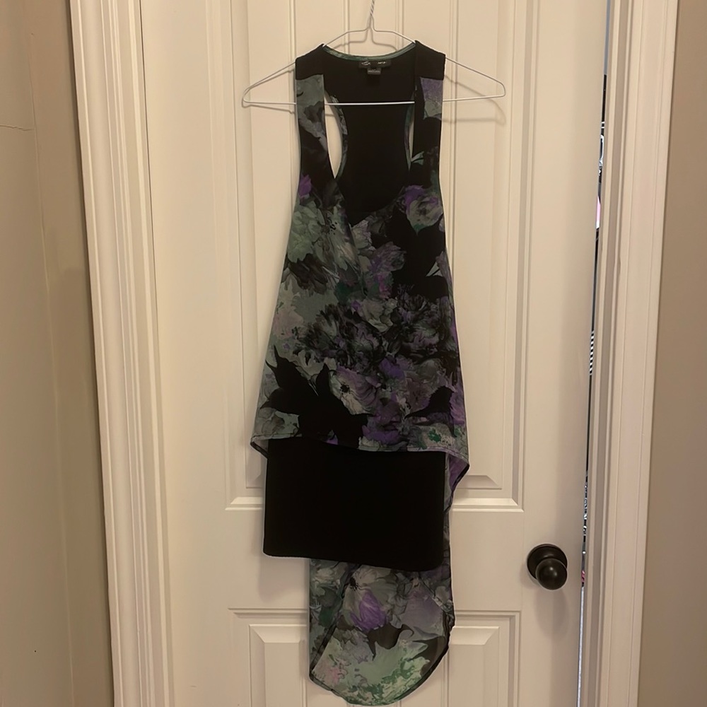 Ladies size small flowery black high low dress